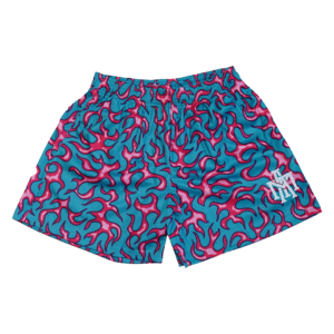 MTA Full-Print Flame Mesh Shorts - Bule/Peach