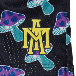 MTA Mushroom Heart Shorts - Black/Purple
