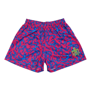 MTA Full-Print Flame Mesh Shorts - Peach/Blue