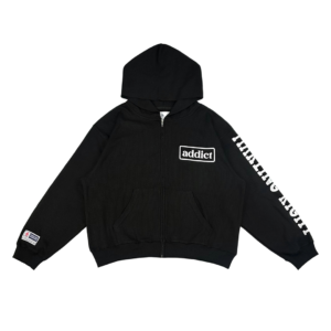 Addict Waffle Zip Hoodie - Black
