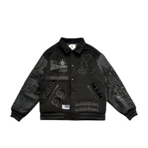 Leave Baseball Jacket - Black